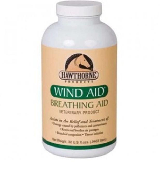 Hawthorne Wind Aid Equine Horse All Natural Cough Allergies Breathing 32 oz