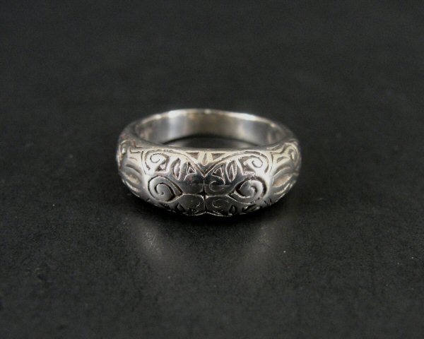 EHI Swirled Design Domed Silver Sterling 925 Band RING Size 5.5