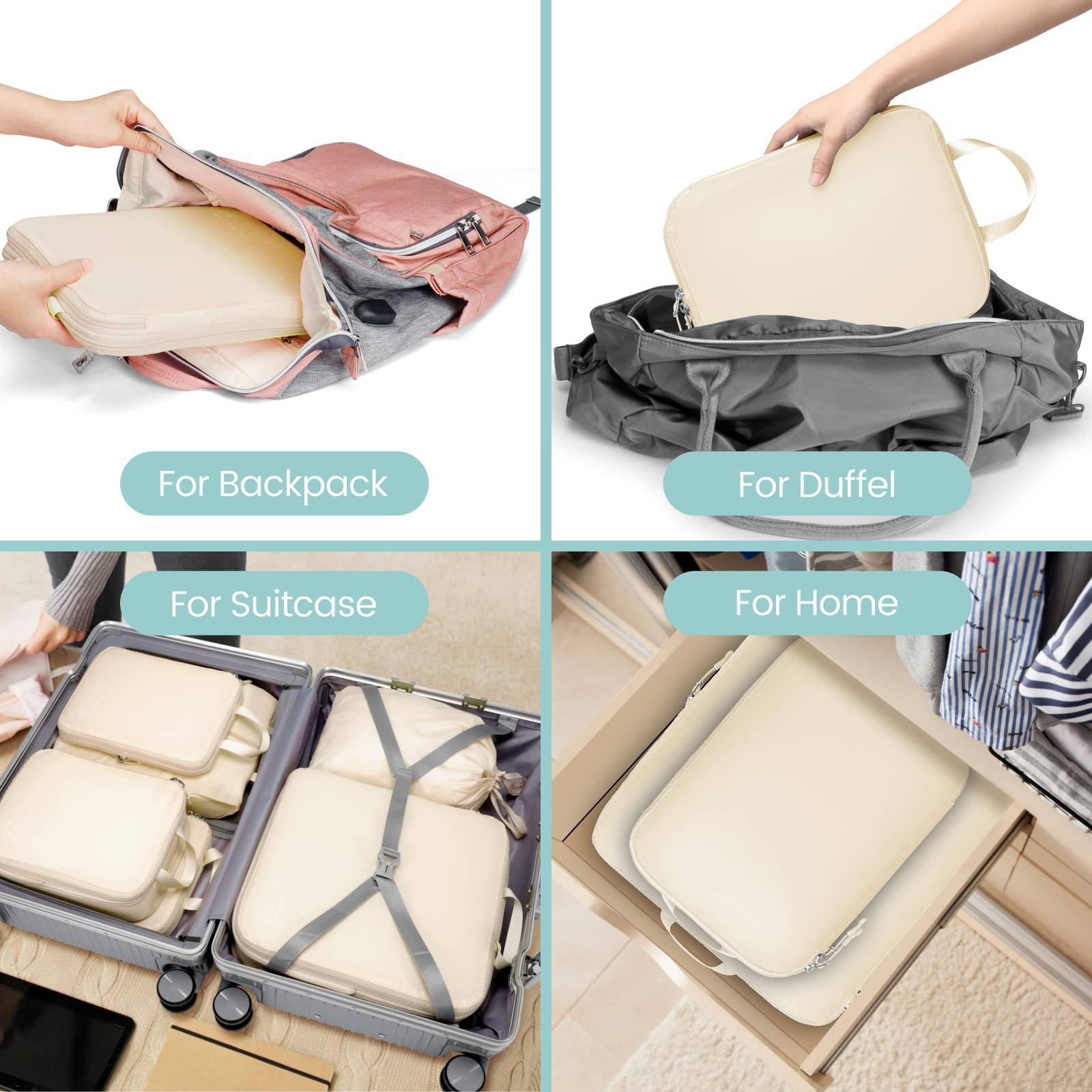 Compression Packing Cubes for Travel, 6 Set Lightweight Expandable Packing Cu...