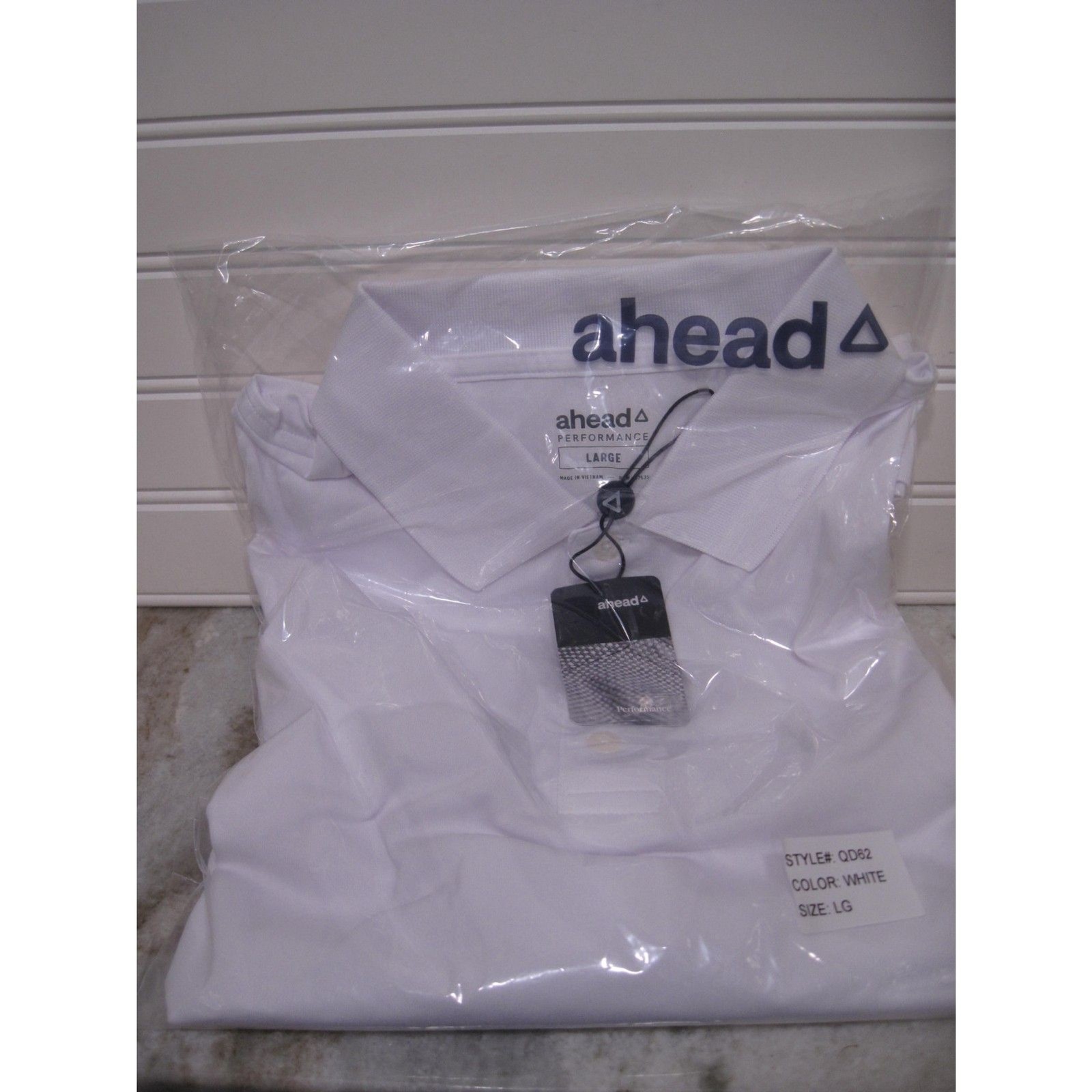 Ahead Performance Mens Golf Polo White Shirt Size L NWT
