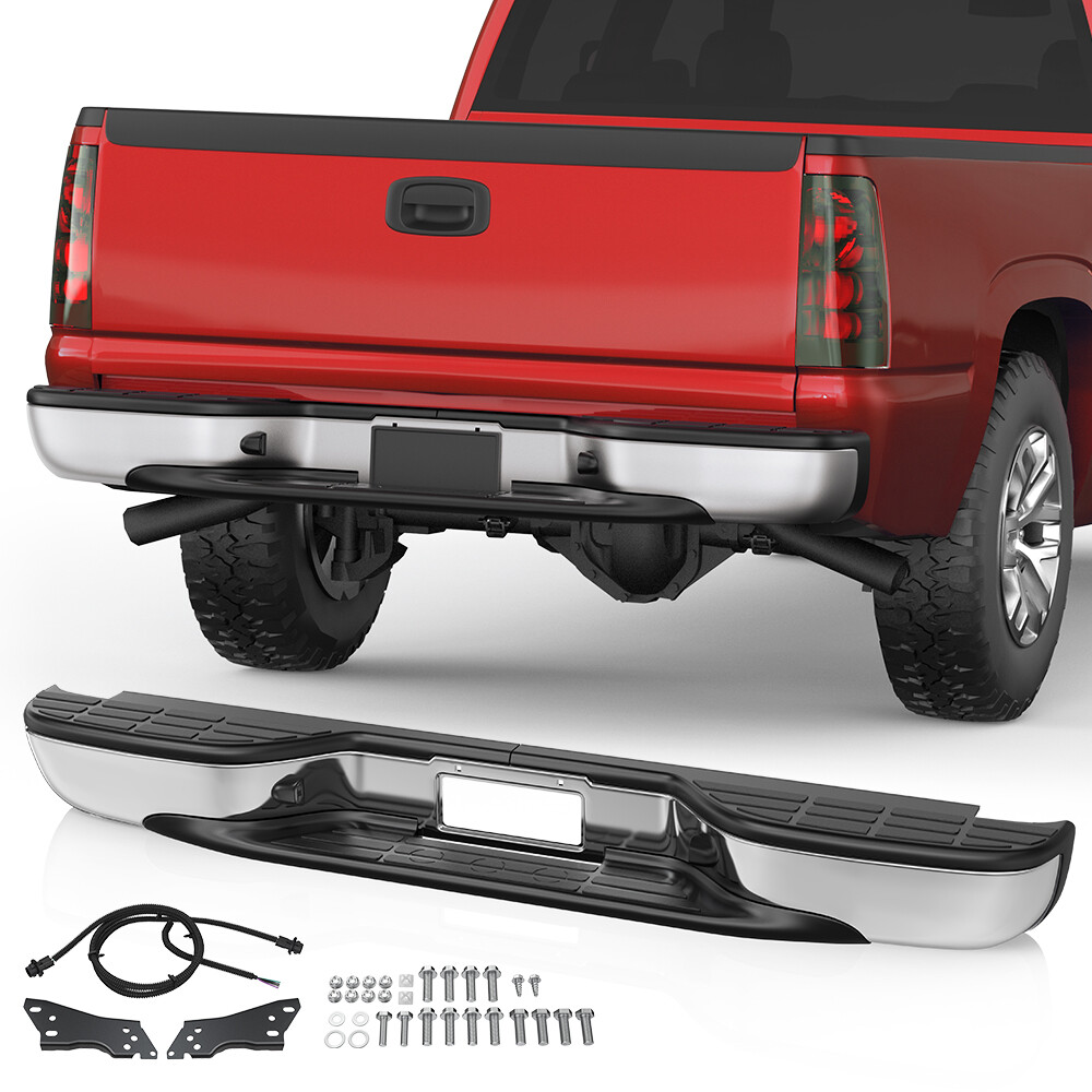 Chrome Rear Bumper Assembly For 99-06 Chevy Silverado GMC Sierra 1500 99-04 2500