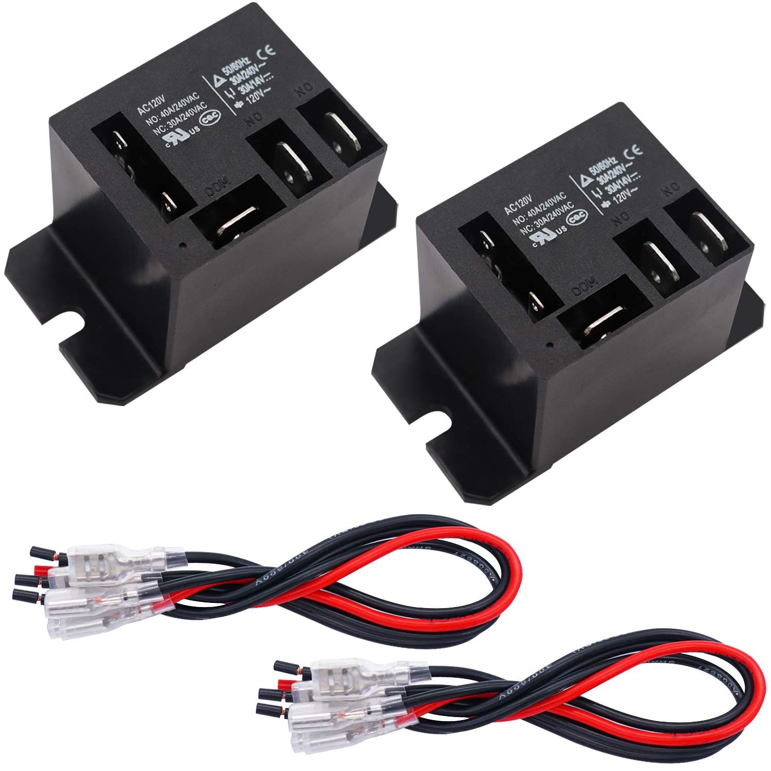 Tnisesm 2PCS Power Relay AC120V Coil, 30A SPDT(1NO 1NC) with Flange