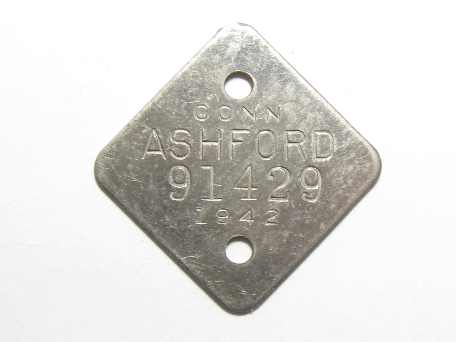 1942 AshfordCT Connecticut Dog Tax Tag License - #65066
