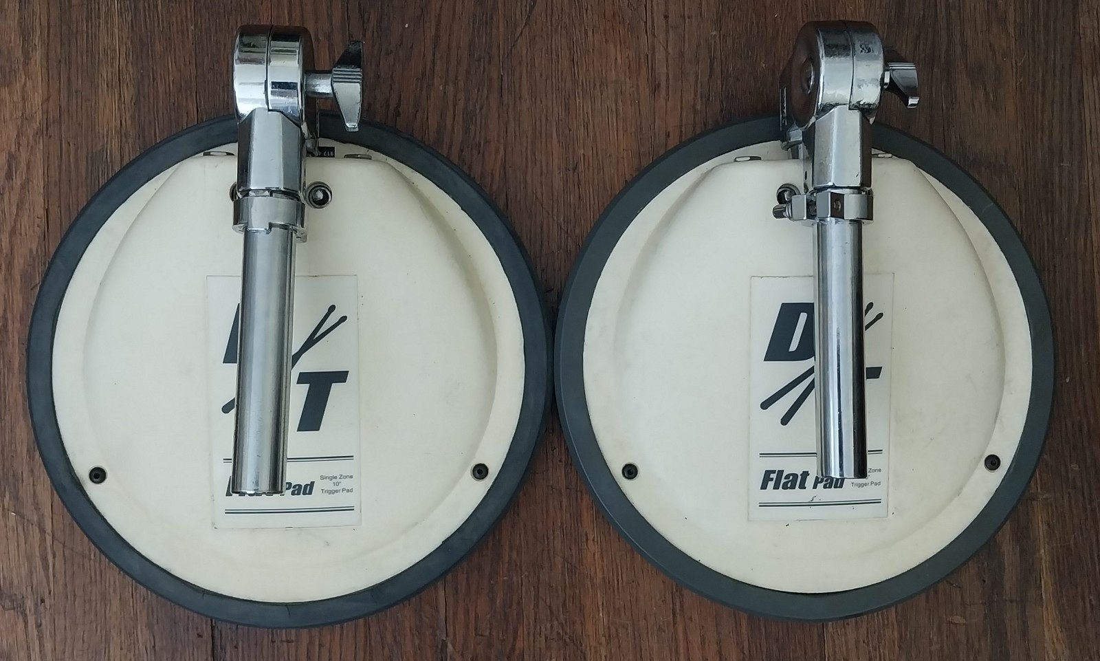 DrumTech 10" Single Zone Drum Pads(2) + Pearl Mounting Arms & Memory Locks--Nice