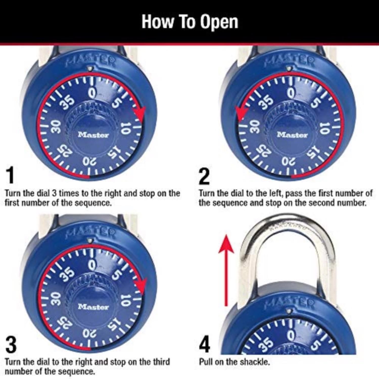 Master Lock 1530DCM Assorted Metal Combination Dial Padlock 1-7/8in.