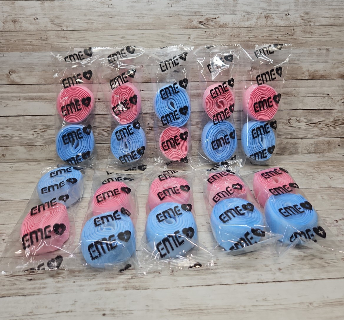 EME 1.5" x 41" Plush Belt Fetal Monitor Pink & Blue 10 - 2 Packs 20 total 140PSB