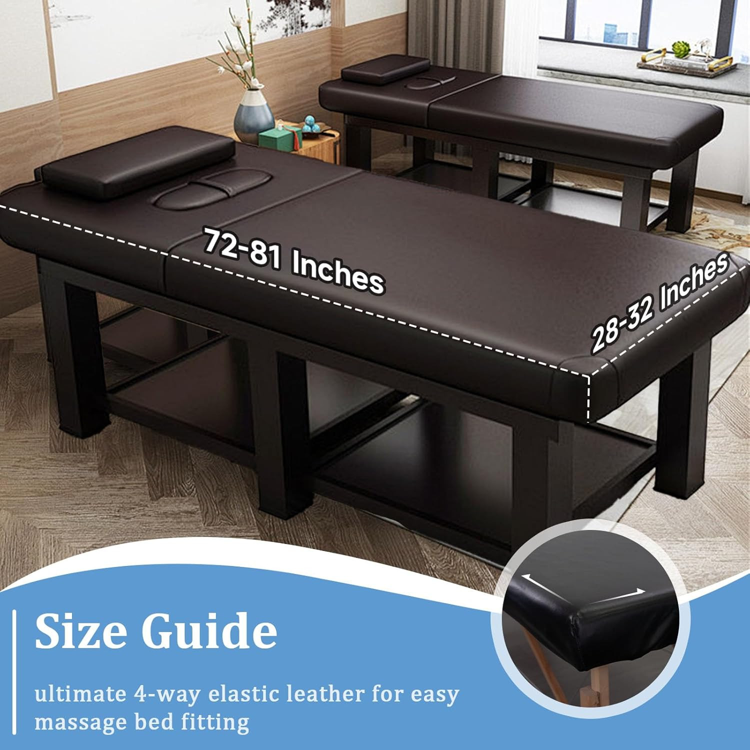 Leather Massage Table Cover Protector Wipeable Massage Table Cover Fitted Replac