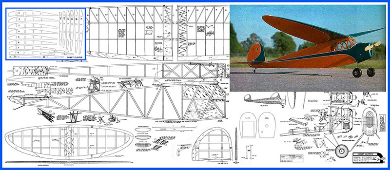 Comet Model Airplane Plans (FF): Clipper 72" Wingspan by Carl Goldberg (1938)