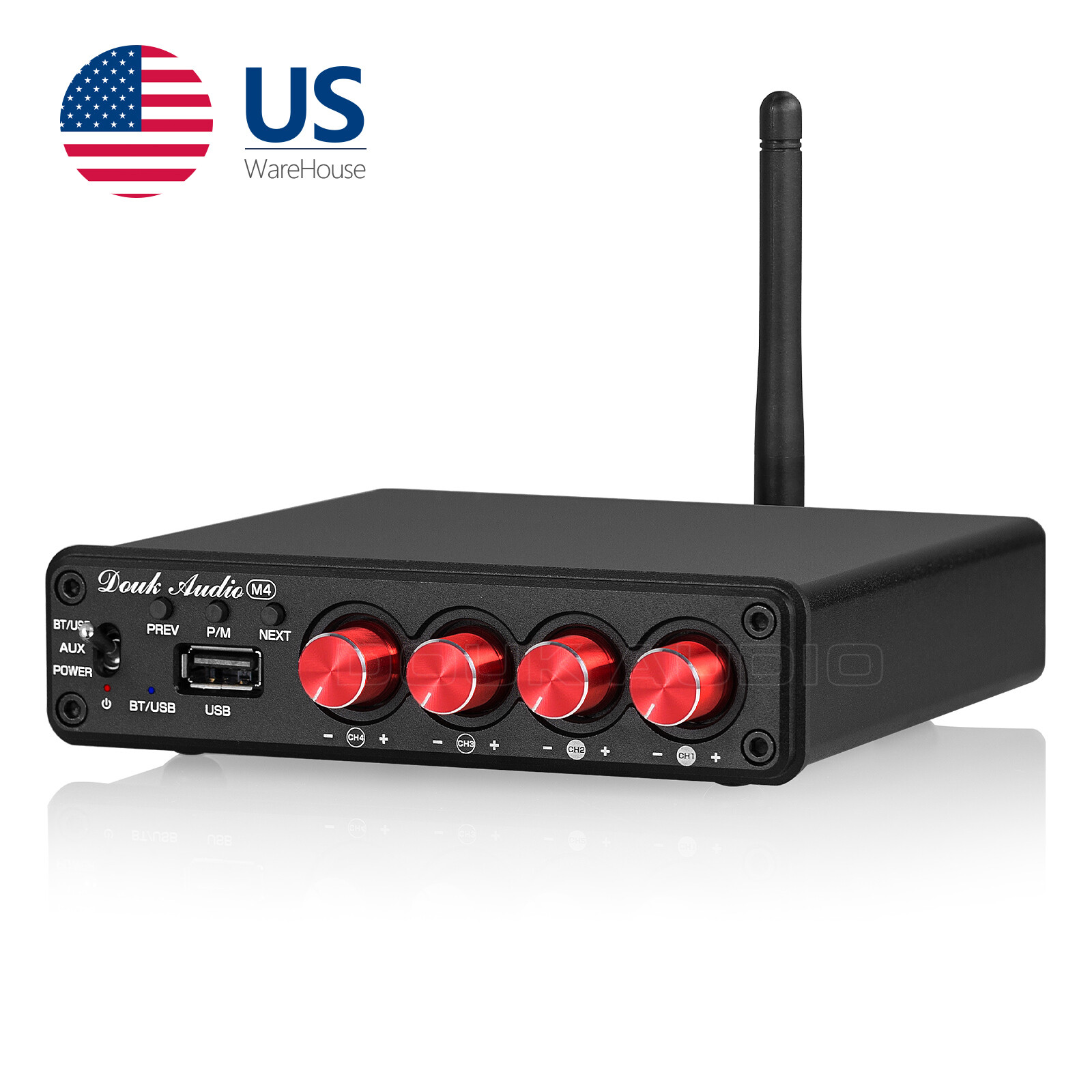 4 Channel Bluetooth 5.0 Amplifier Power Amp Home Stereo Speaker Receiver 50Wx4