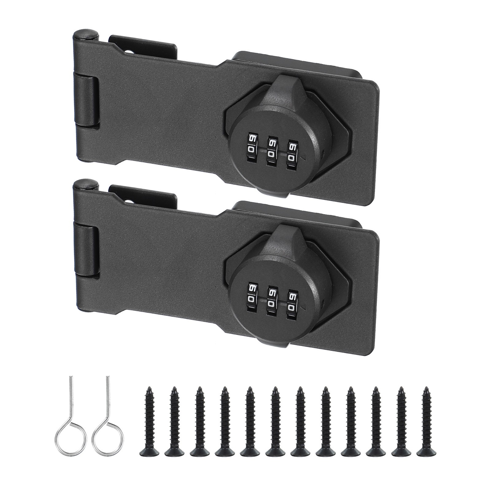 2Pcs 4.5" Combination Rotary Hasp Latch Lock 3-Digit Password Cabinet Gray