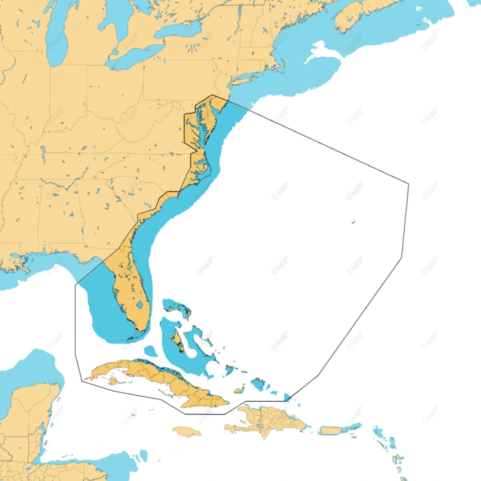 C-MAP Reveal Coastal - Chesapeake Bay to The Bahamas, Map Card for Black