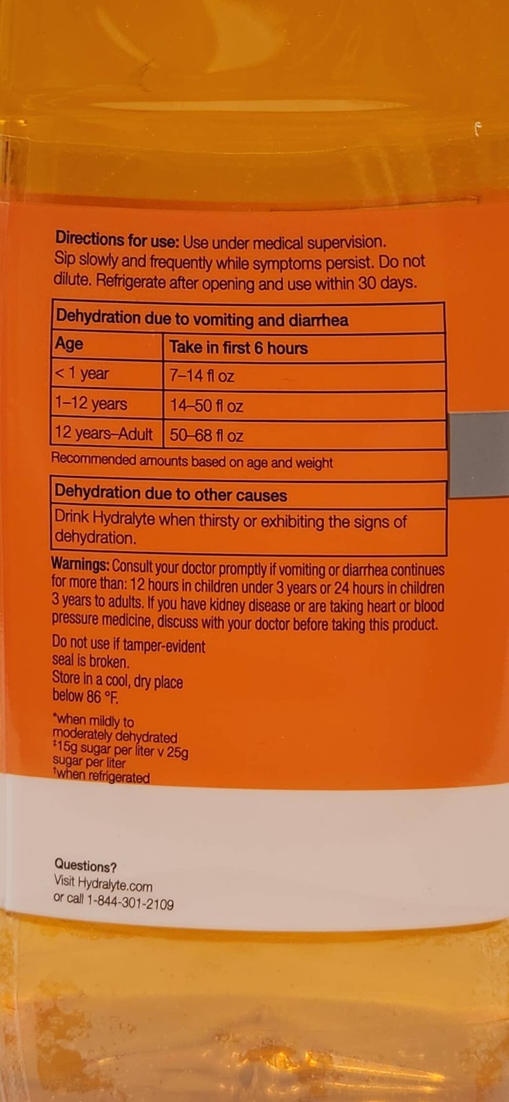 Hydralyte Advanced Hydration – Orange Flavor – 1 Liter (33.8 fl oz)