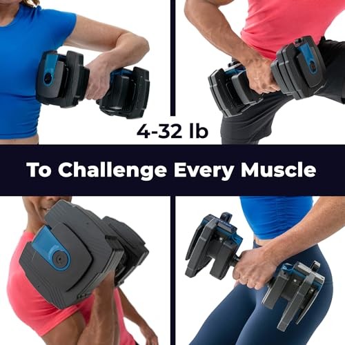 Teeter ProFlex 432 Adjustable Dumbbell Weight Set, 8 in 1 Free Weights 32lb