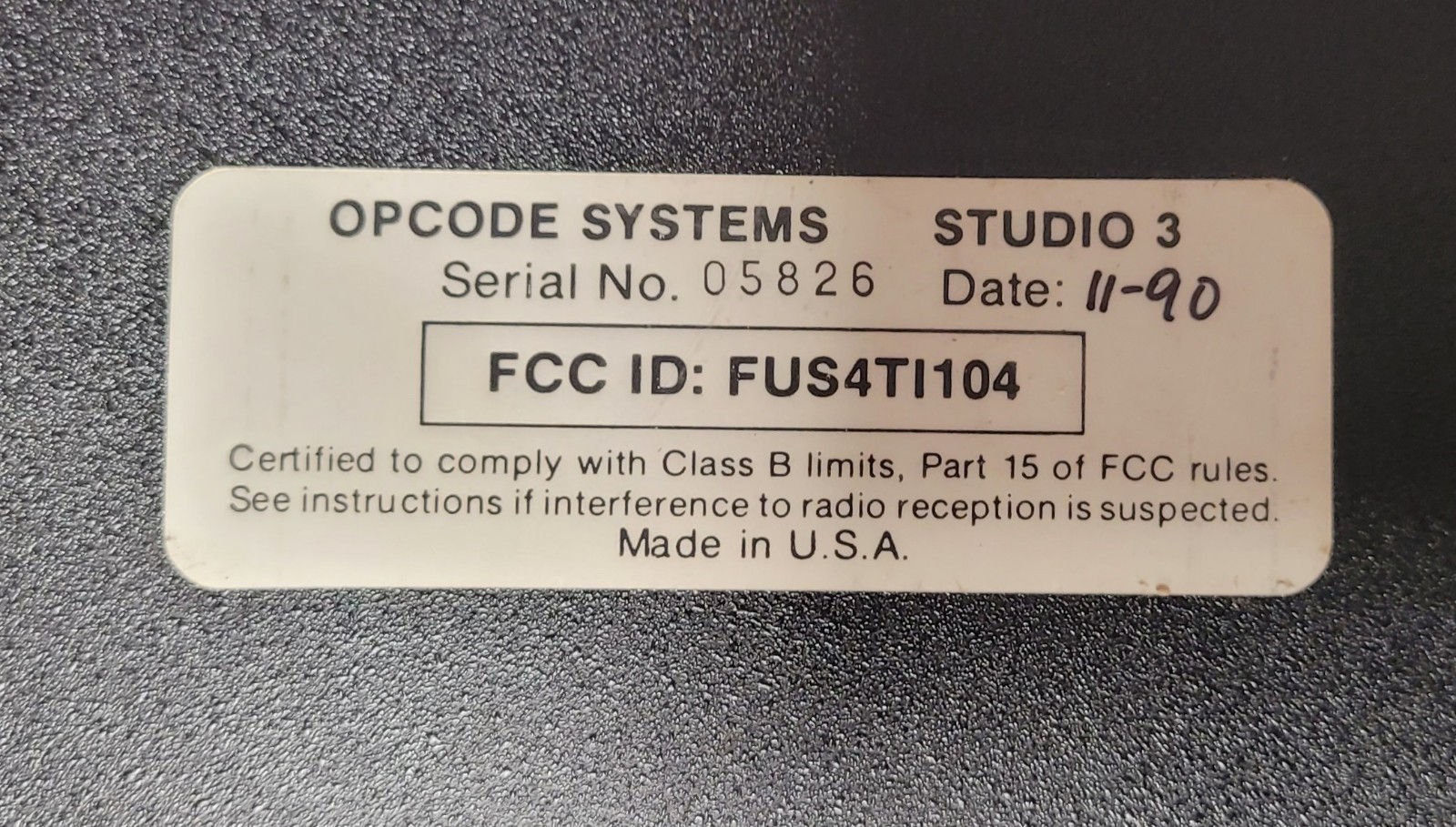 Opcode Studio 3 Rack Mount Interface & Synchronizer Powers On For Parts/Untested