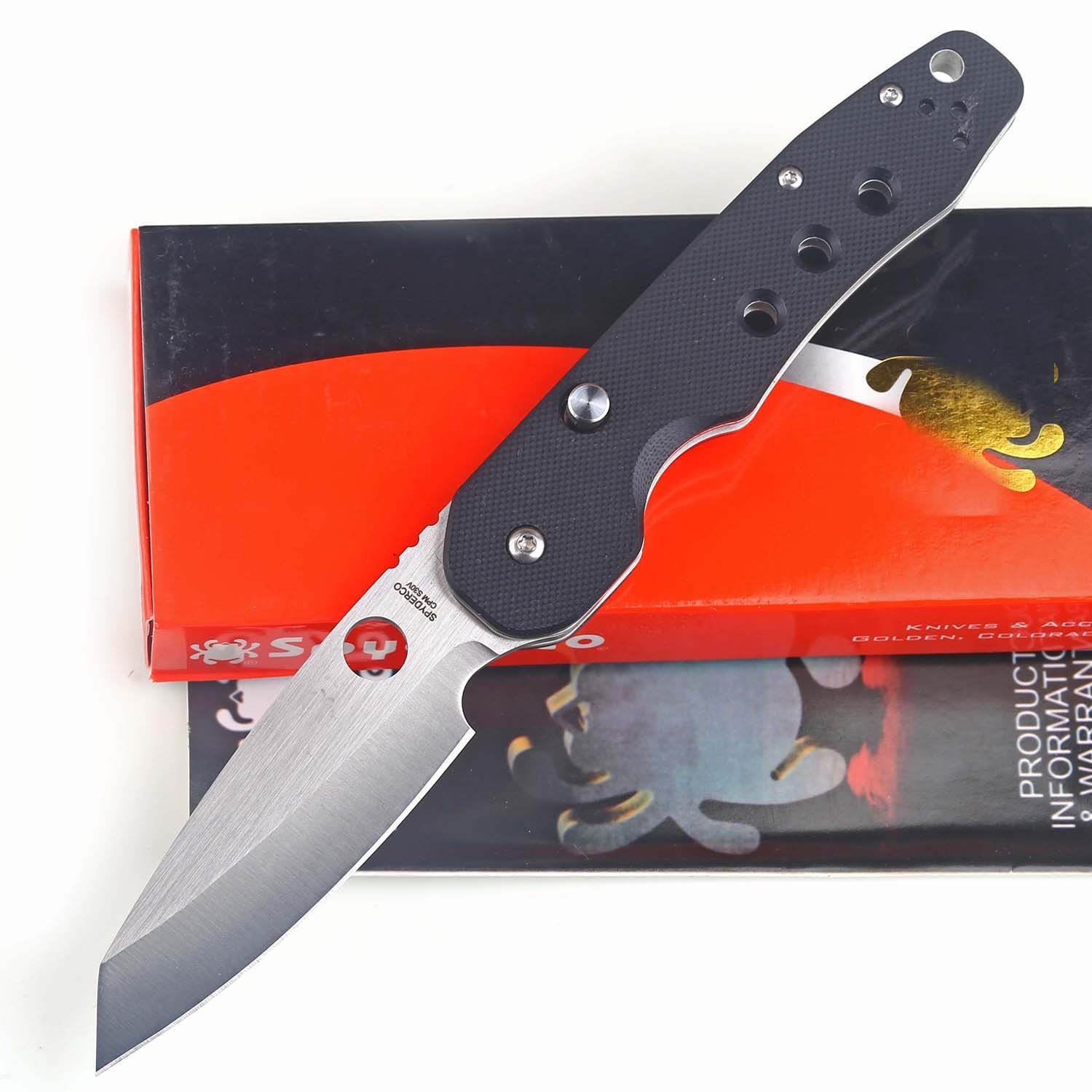 Black G10 Handle Camping Pocket Folding Knife Stainless Steel Blade Smock C240