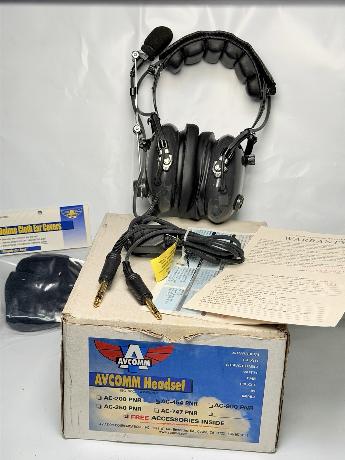 AVCOMM PN# AC-454PNR Aviation Pilot's Headset Headphones w/ Mic Microphone Works