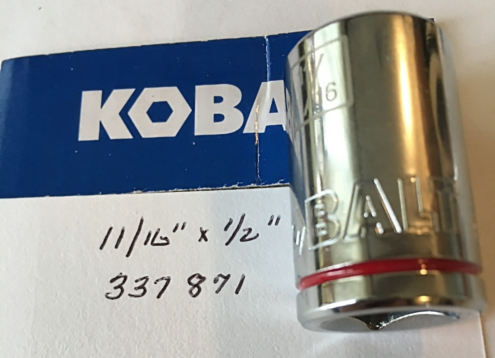 Kobalt 11/16" x 1/2" Dr Standard Chrome Socket  12 Pt  # 337871  Free Shipping