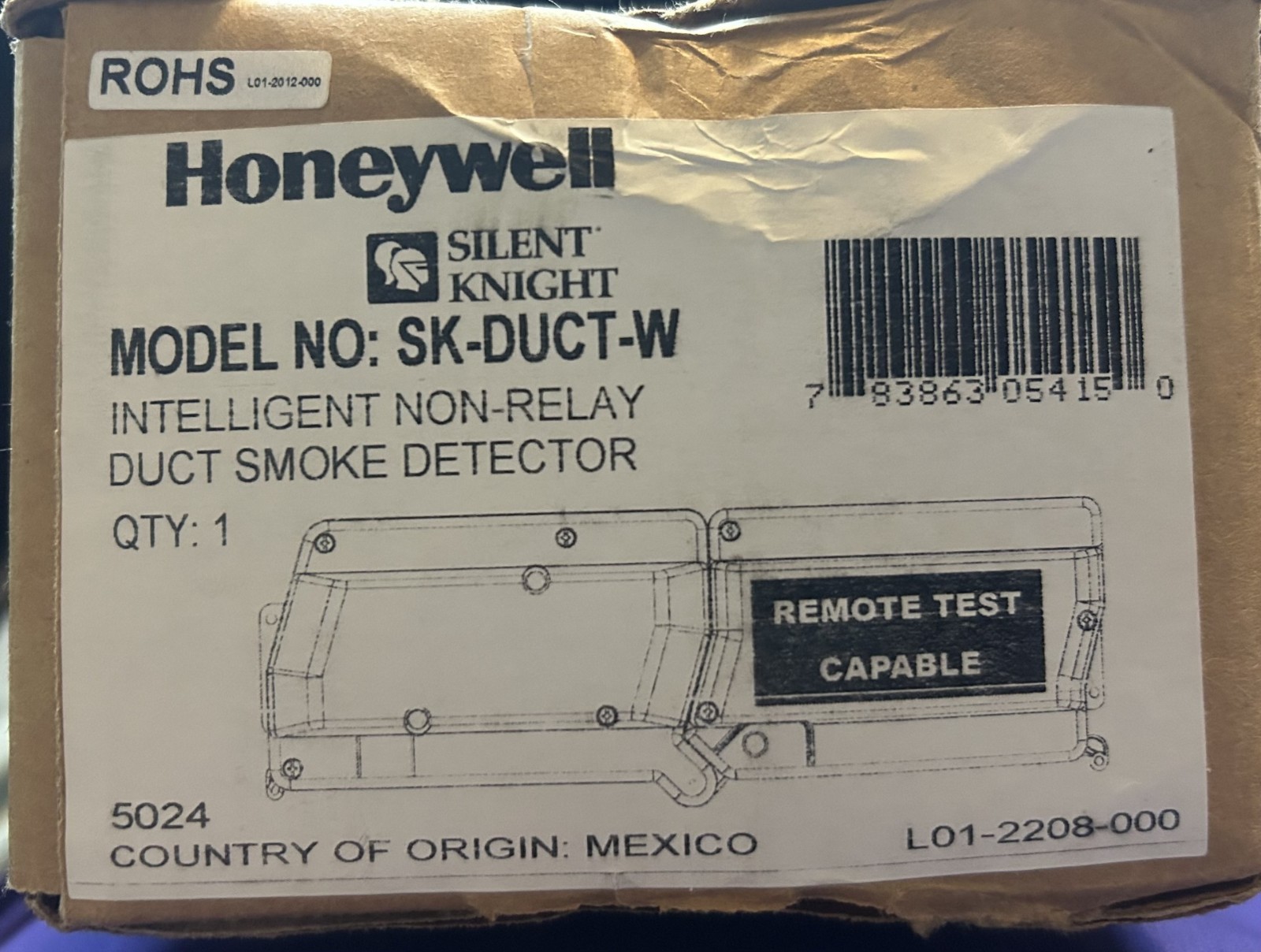 Silent Knight SK-DUCT-W Intelligent Photoelectric Duct Smoke Detector w/ RT