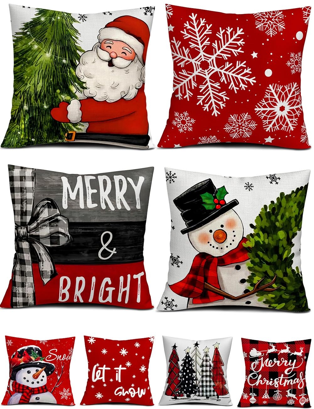 multiwins Christmas 18" x (Pack of 4), Pillow Covers-red