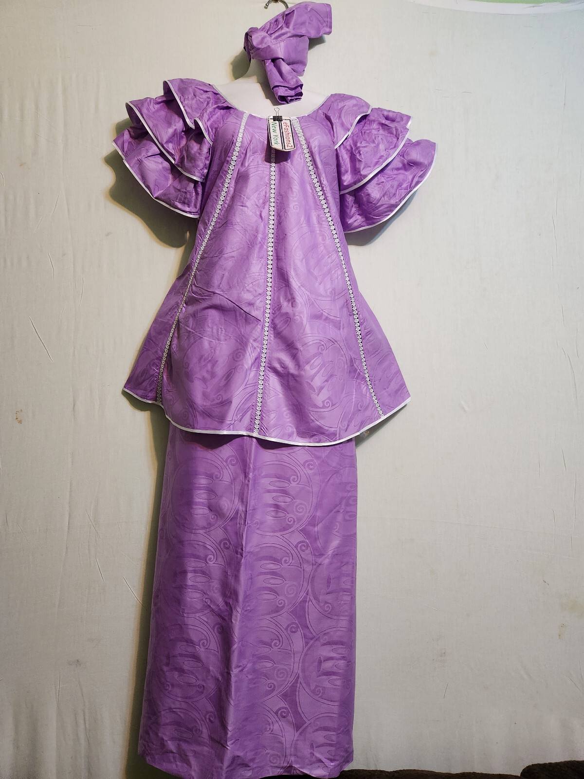 Women Clothing African Brocade Print Cotton 3Pcs Skirt Suit Free Size 50" around