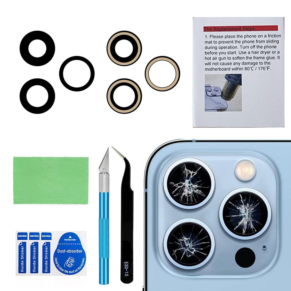 Perzework OEM Back Camera Glass Lens Replacement for iPhone 13 pro and iPhone...