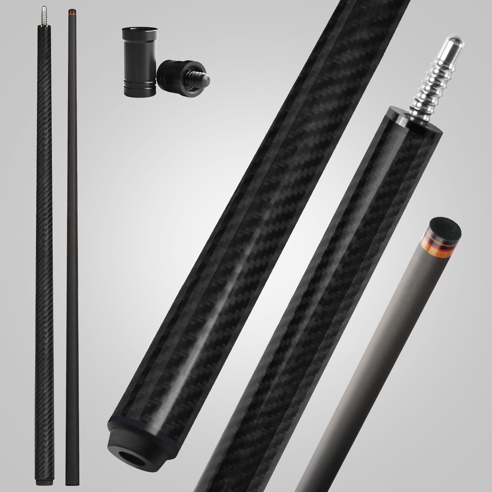 Carbon Fiber Pool Cue, Premium Carbon Fiber Shaft, Pro Taper Billiard cue sti...