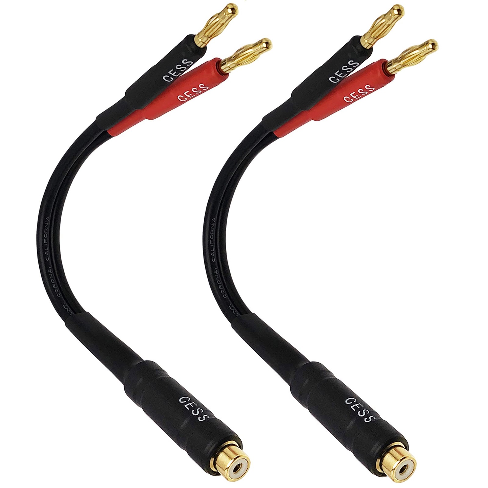 CNCESS CESS-023-6i Banana Plugs to RCA Cable 6-inch, Phono 4mm Plug