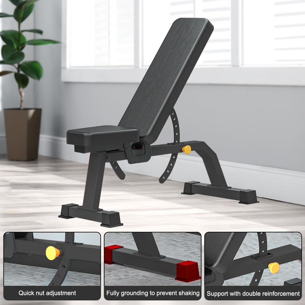 Adjustable Bench, Professional Weight Bench, Incline Flat Decline Sit Up Benc...