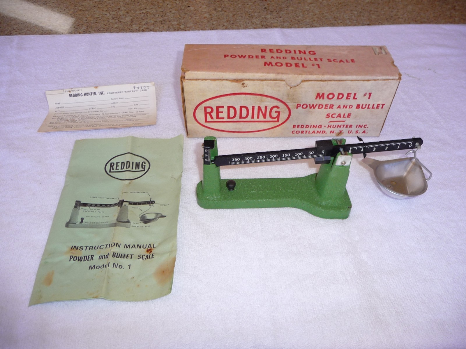 Vintage Redding Model 1 Powder & Bullet Scale with original Box & Paper Work