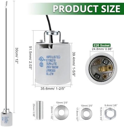E26 Light Socket,Standard Medimun Screw Bulb Socket Lamp Holder,E26 Porcelain...