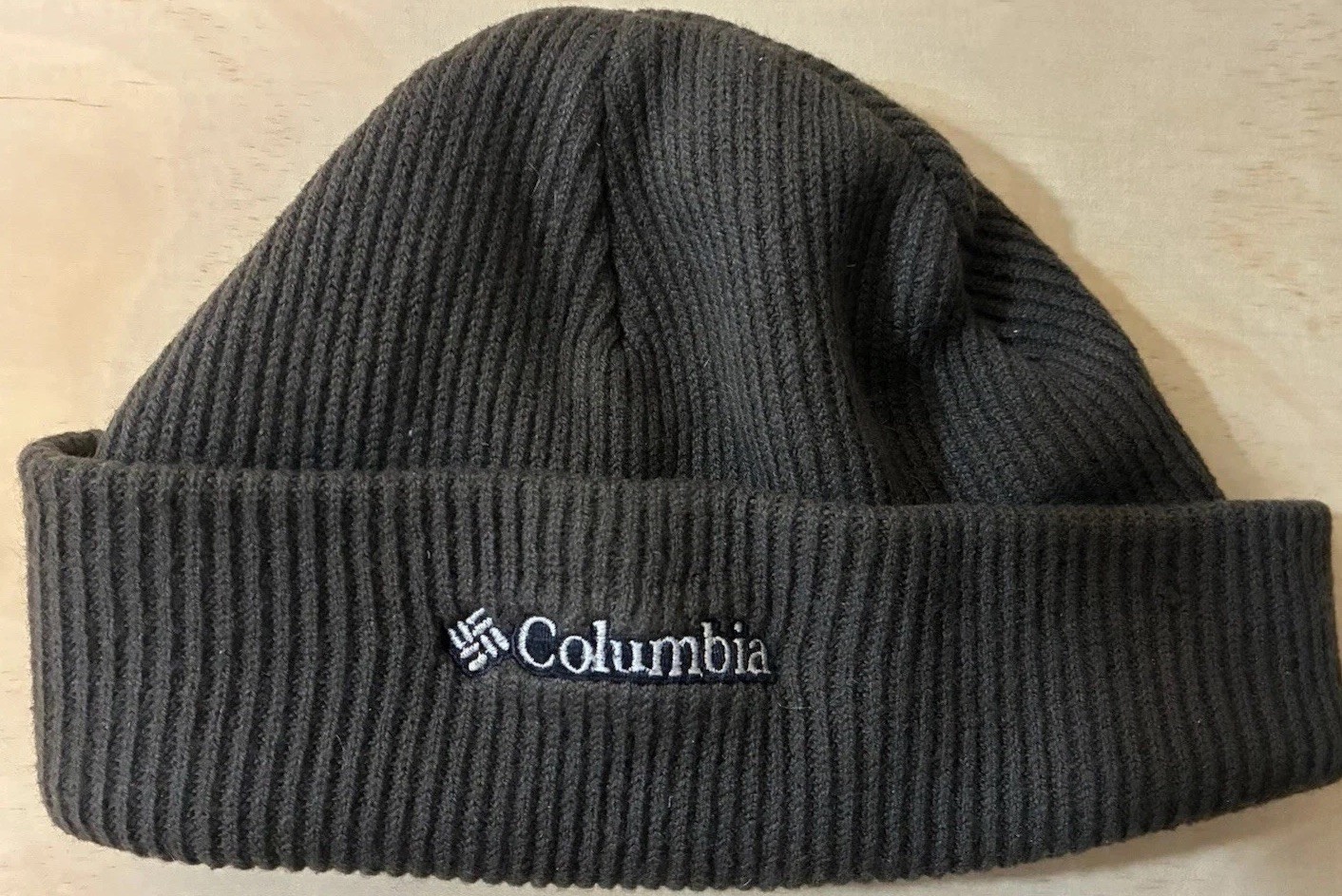 Columbia Brown Rib Knit Beanie Hat OSFM Cuffed Winter Cap