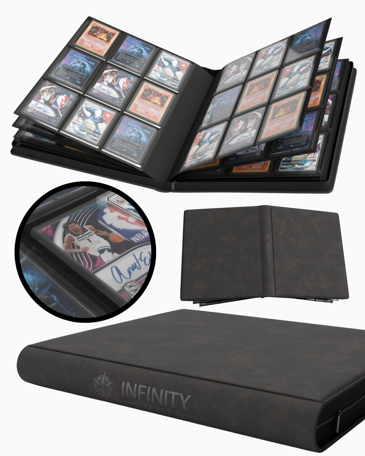 Premium Top Loader Binder for 216 Cards - Non-Tenting 9 Pocket Double Sided D...