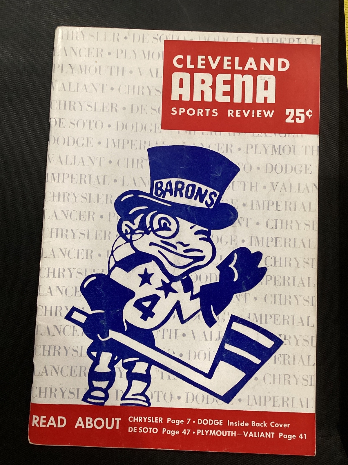 1960-1961 Clevelsnd Barons Arena Hockey Program Springfield Indians Unscored