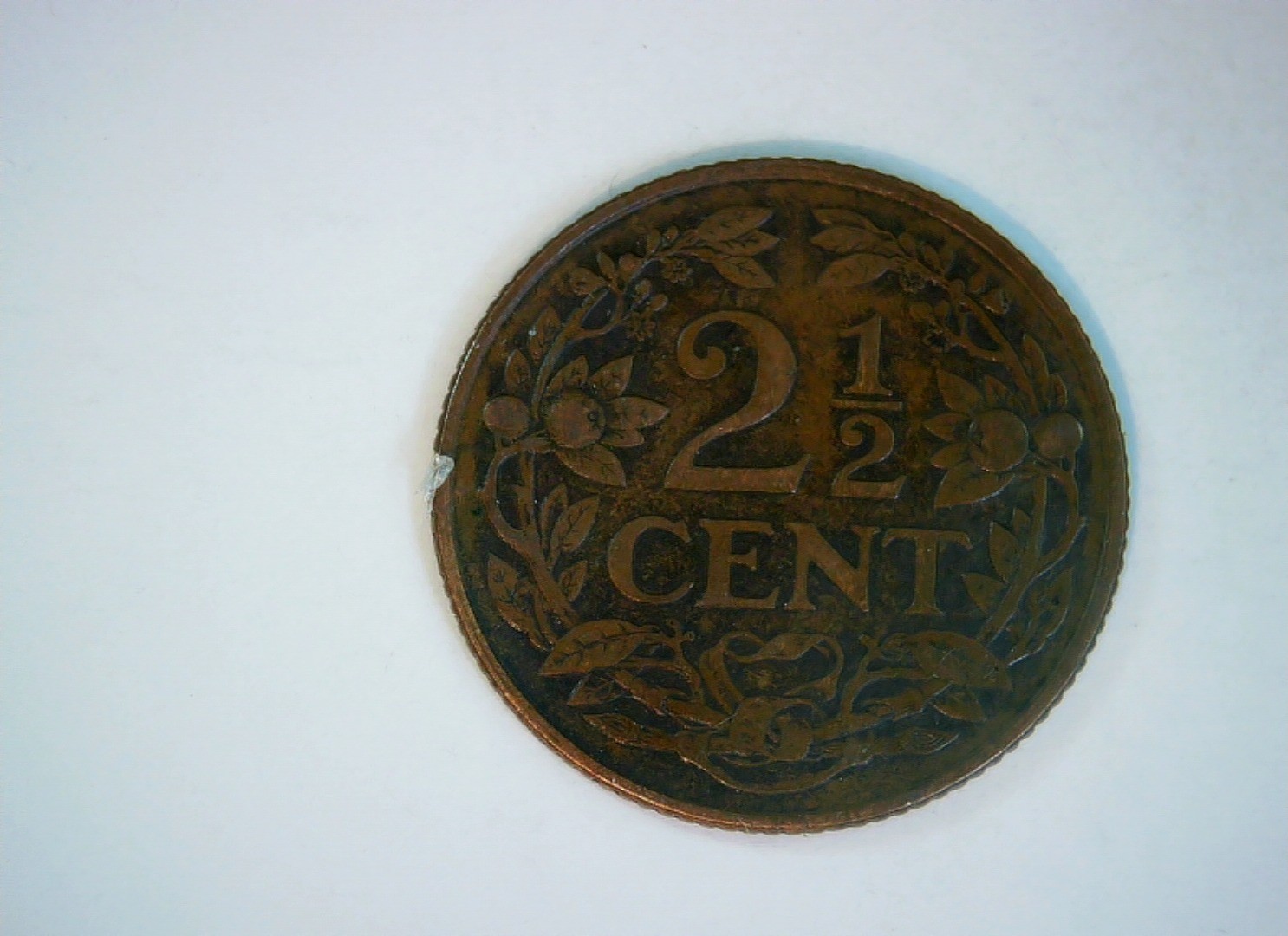 Netherlands 1916 2 1/2 Cent Wilhelmina (legend reverse) 2½ cent Coin
