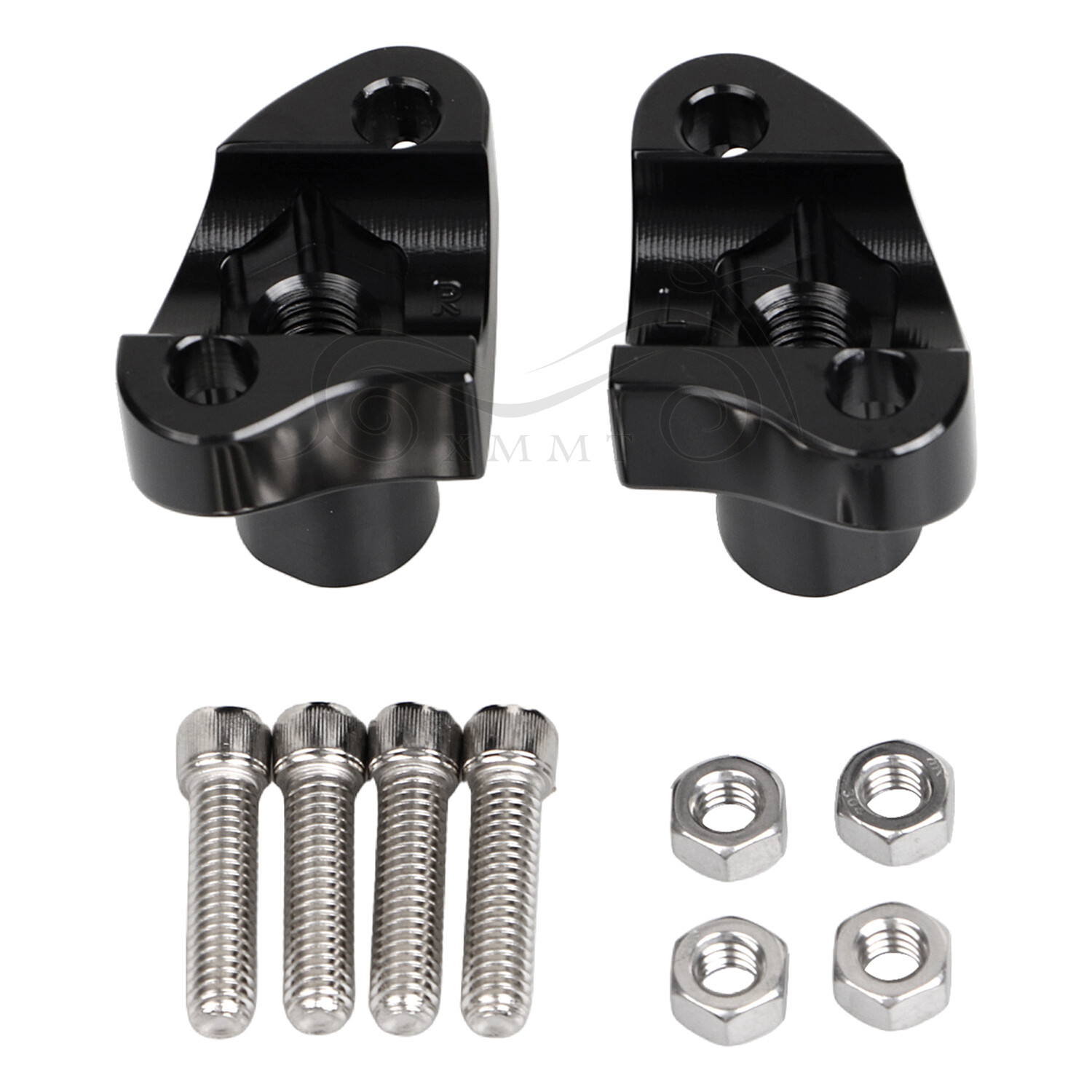 Black 1" Handlebar 2” Risers For Harley Dyna Street Bob Softail Sportster XL 883