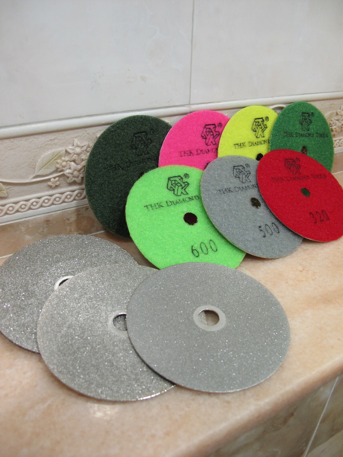 100mm 4 inch THK Diamond Lapidary faceting grind flat lap hook loop Grit 60-3000