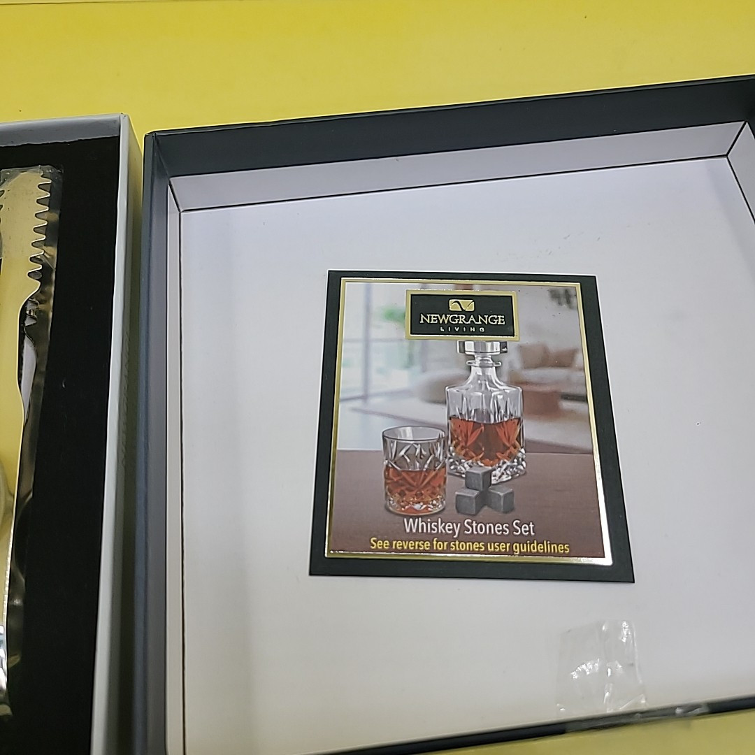 NEWGRANGE LIVING Whiskey Stone Set ICE Cubes TONGS Gift Box Wedding, Home Bar