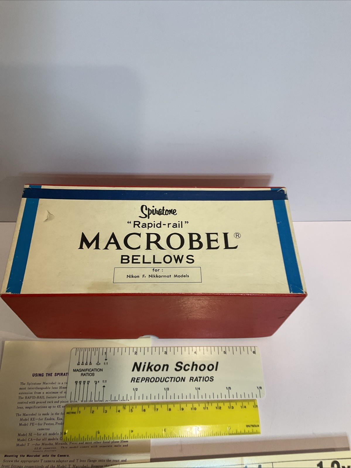 Spiratone "Rapid-rail" Macrobel Macro Camera Bellows for Nikon Mount Rare Box