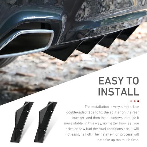 Universal Car Bumper Lip Spoiler Kit, Anti-scratch Triangular-shape 4 PCS Black