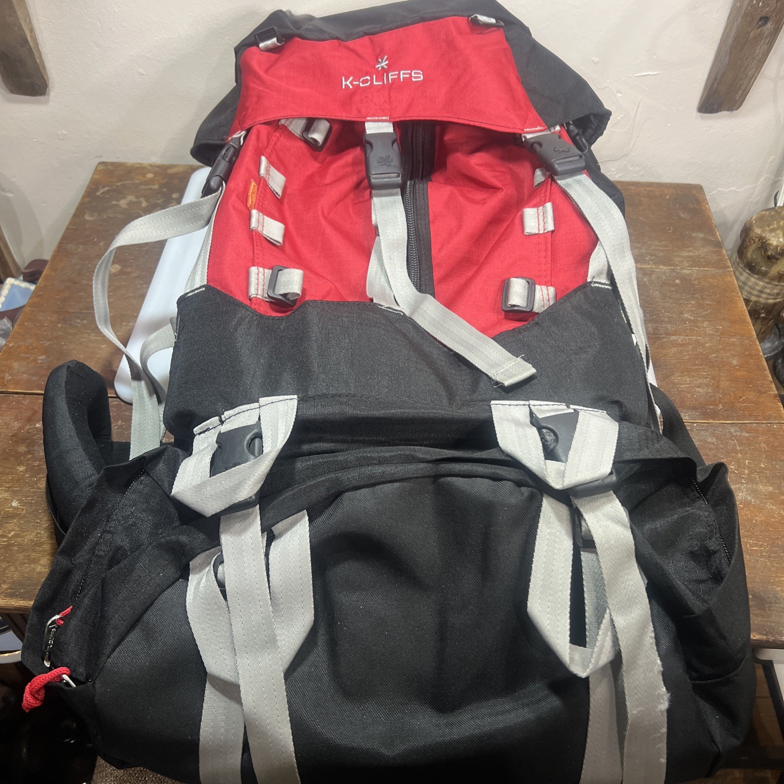 K-Cliffs 115L Internal Frame Hiking Camping Travel Backpack Red/Black Nice Pack!
