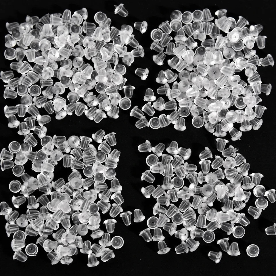 500pcs Soft Rubber Ear Plugs – Transparent Earring Back Stopper Studs for DIY Ea