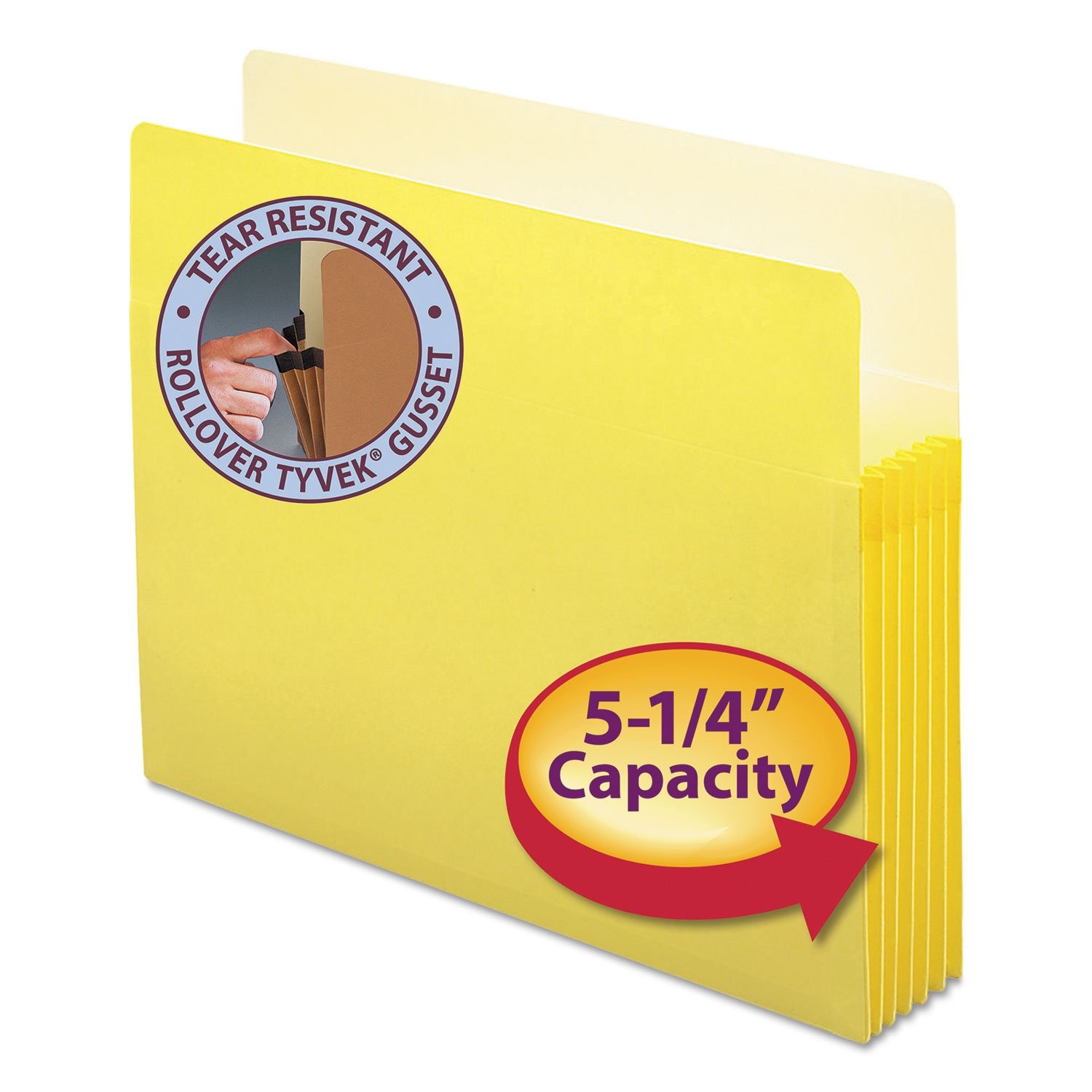 Smead File Pocket, Straight-Cut Tab, 5-1/4" Expansion, Letter Letter, Yellow