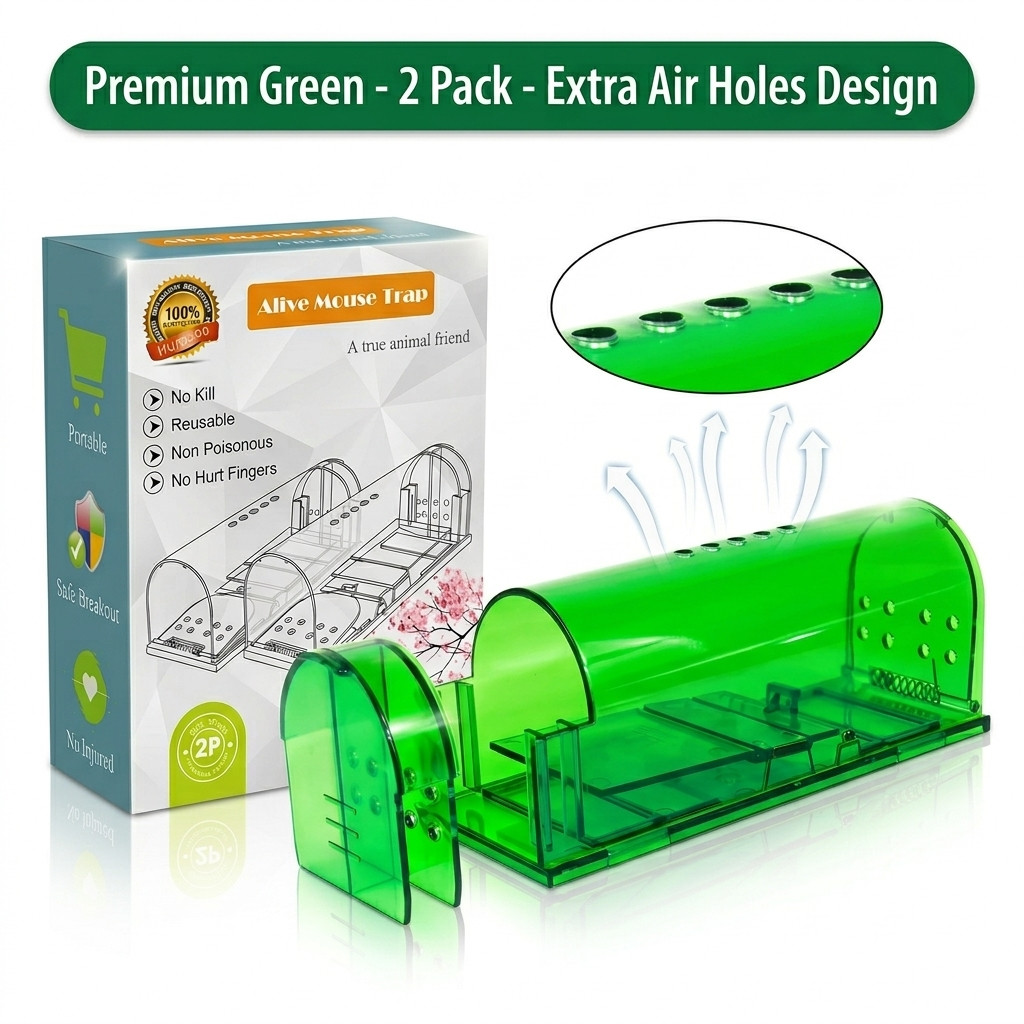2PCS Mouse Trap Humane Live Catcher Vermin Rodent Cage Pest No Kill Reusable
