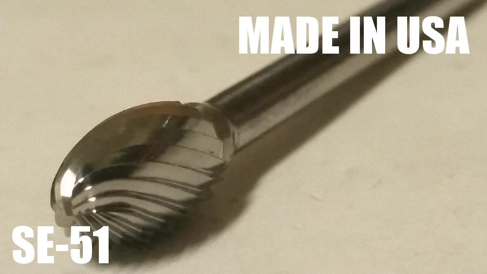 SE51S Oval Shape 1/4" Carbide Burr Bur Tool Die Grinder Bit 1/8" NEW