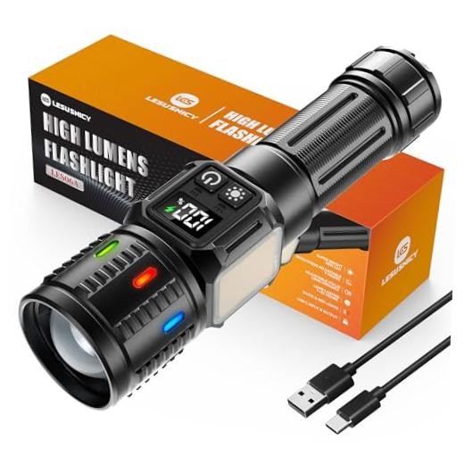Rechargeable Flashlights High Lumens 100,000, Super Bright LED Flash 1 Pack
