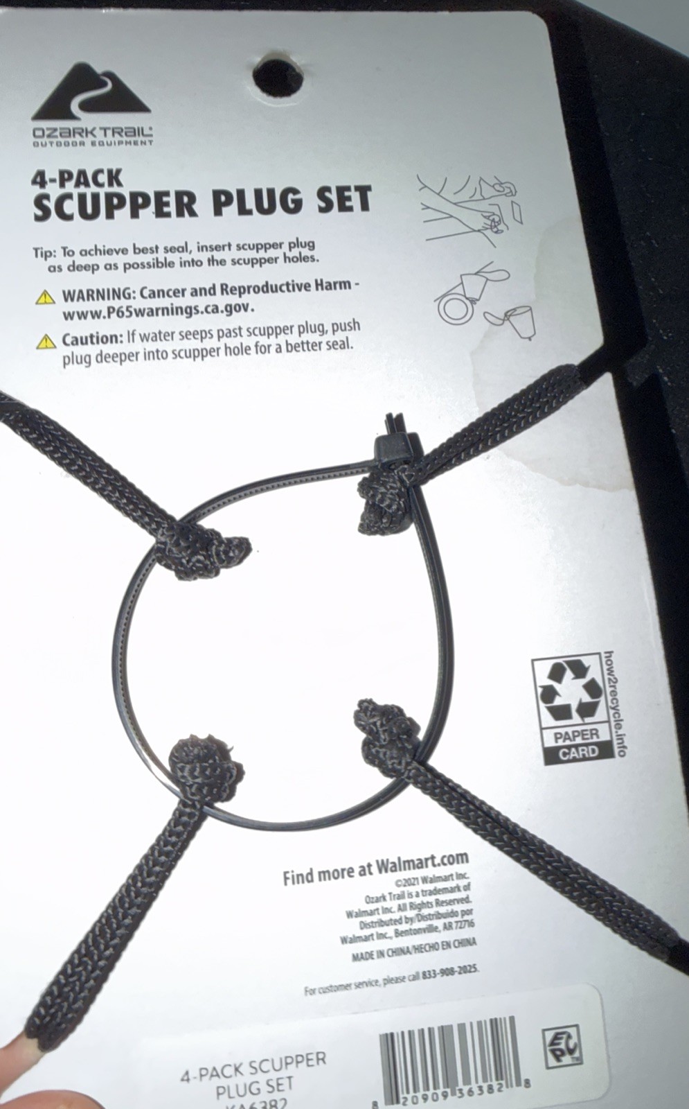 Ozark Trail Outdoor Equipment 4 Pack Kayak Scupper Plug Set