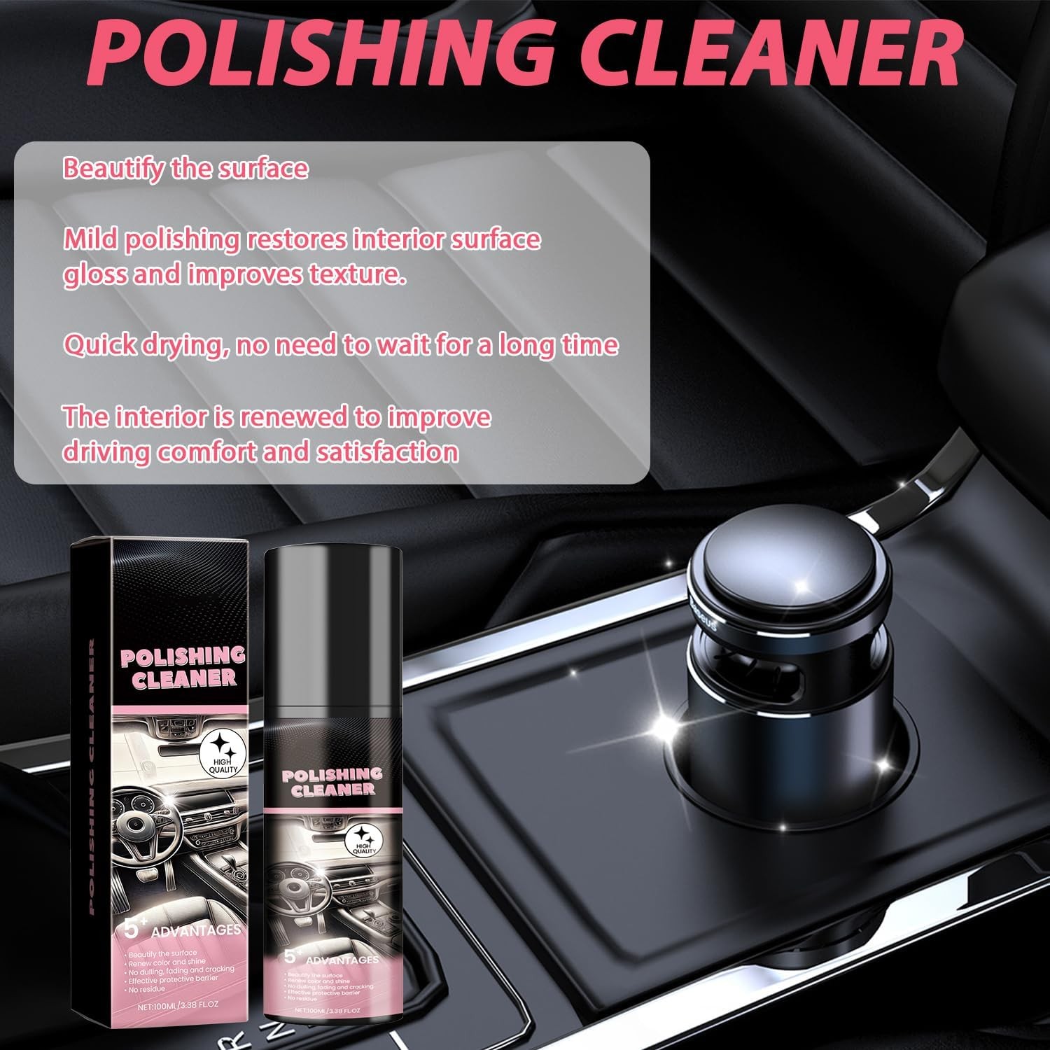 Car Interior Cleaner, Vehicle Interior Polish, 100ml Car Interior Cleaner