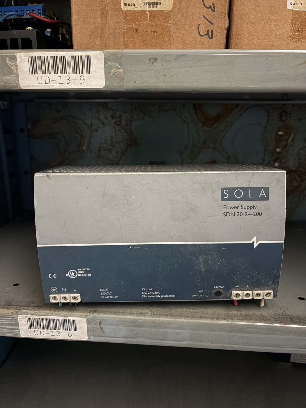 SOLA SDN20-24-200 Power Supply 230VAC 50/60Hz 5A DC24V/20A USED