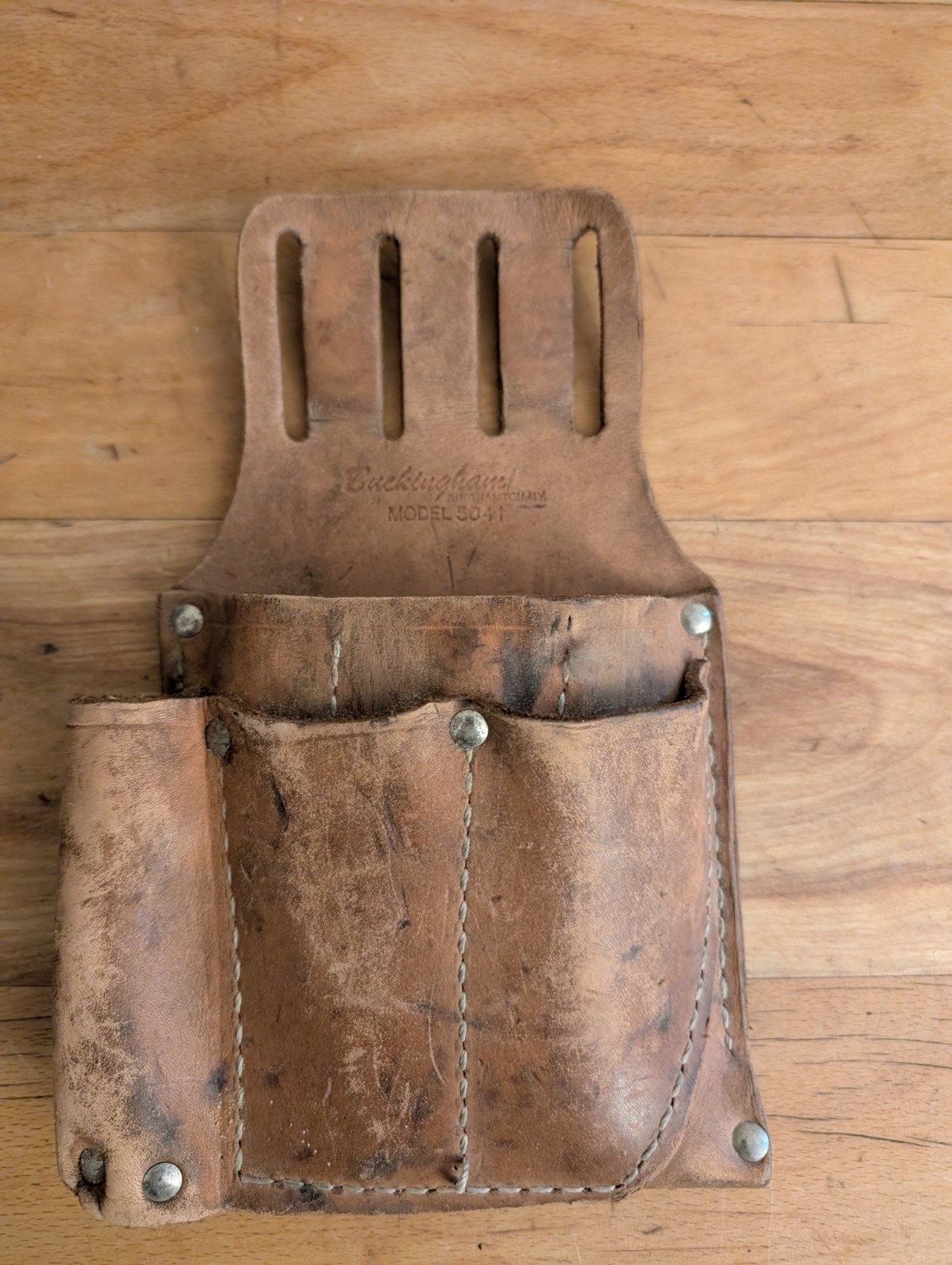 Buckingham Brown Leather Tool Holder 5041 5 Pocket Tool Pouch