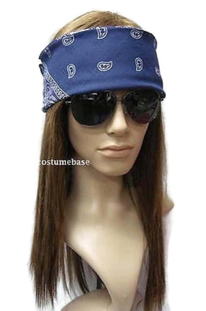 AXL Rose WIG SET w/ sunglasses Bandanna Heavy Metal Gun And Roses costume NWT